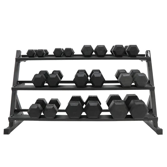 Force USA 3 Tier rubber hex dumbell rack