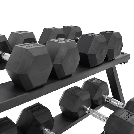 Force USA 3 Tier rubber hex dumbell rack